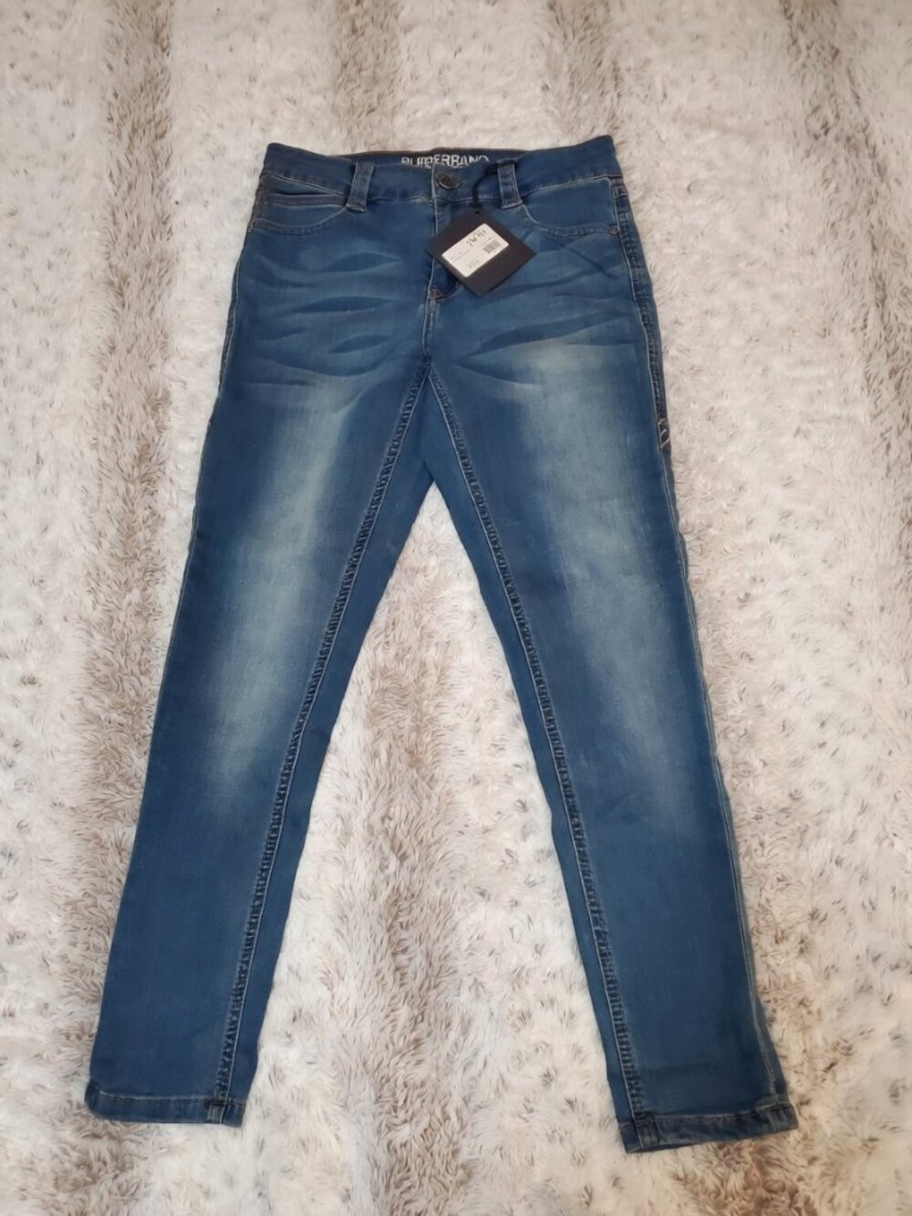 NWT Rubberband Stretch Skinny Jeans Size 26 3/4 Blue Denim Boutique New/